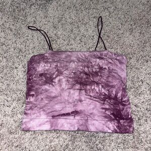 American Eagle Purple and White Tie Dye Crop Top